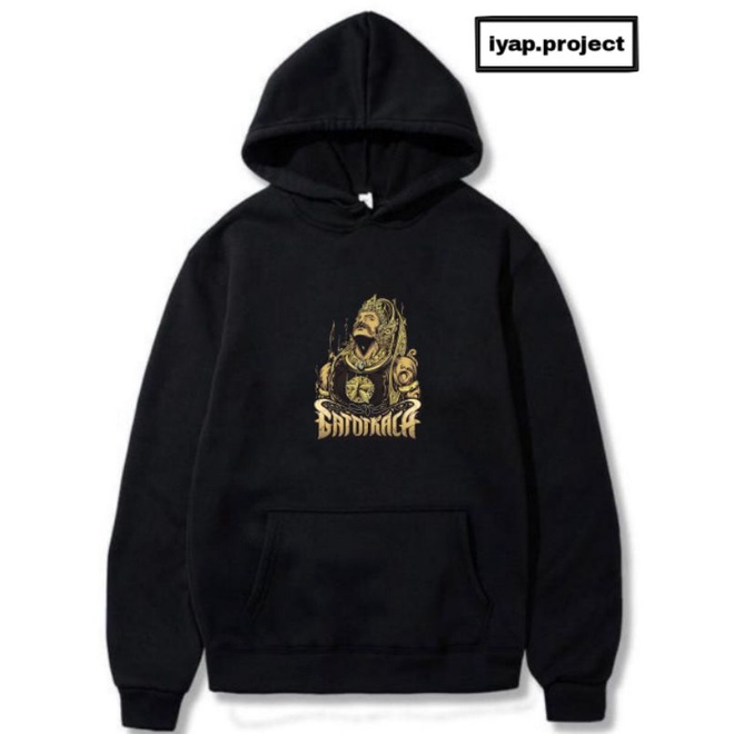 Hoodie jaket GATOTKACA jacket non Zipper hitam pria wanita dewasa Satria Dewa tee katun baby terry c