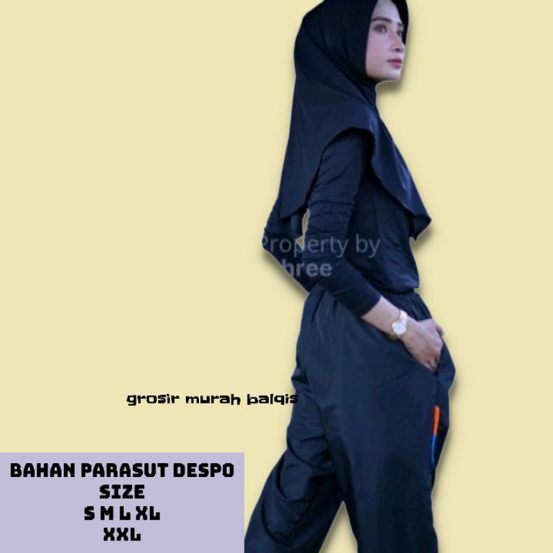 BIG SIZE JUMBO Celana Training Panjang Wanita Olahraga Gym Sepeda Fitnes Running Lari Trening Wanita Cewek Jumbo Oversize XXXL 4XL 10XL Parasut-4
