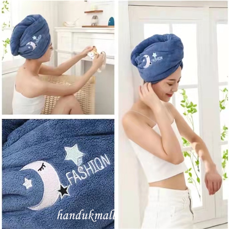 Handukmall Handuk Keramas Handuk Turban Microbulu Microfiber Handuk Rambut Turban Perlengkapan Kamar Mandi Praktis Berkualitas Daya Serap Tinggi