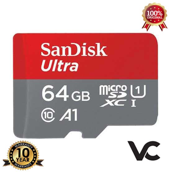 MicroSD SanDisk Ultra 64GB A1 Memory Card 64 GB Class 10 Micro SD 120MB/S MicroSDXC Kartu Memori