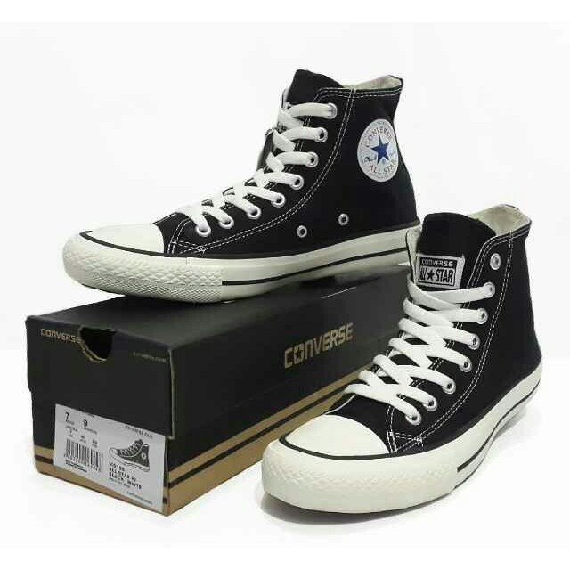 Sepatu converse import allstar high black white hitam putih sekolah kerja kuliah kado pria wanita