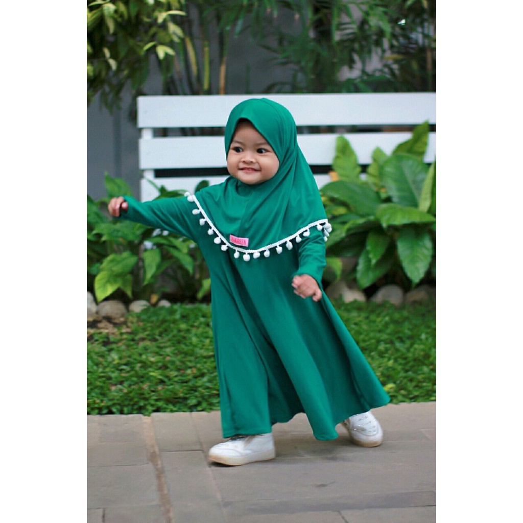 Gamis Bayi Newborn Khaireen / Gamis Bayi Perempuan Pompom Cantik / Gamis Anak Perempuan