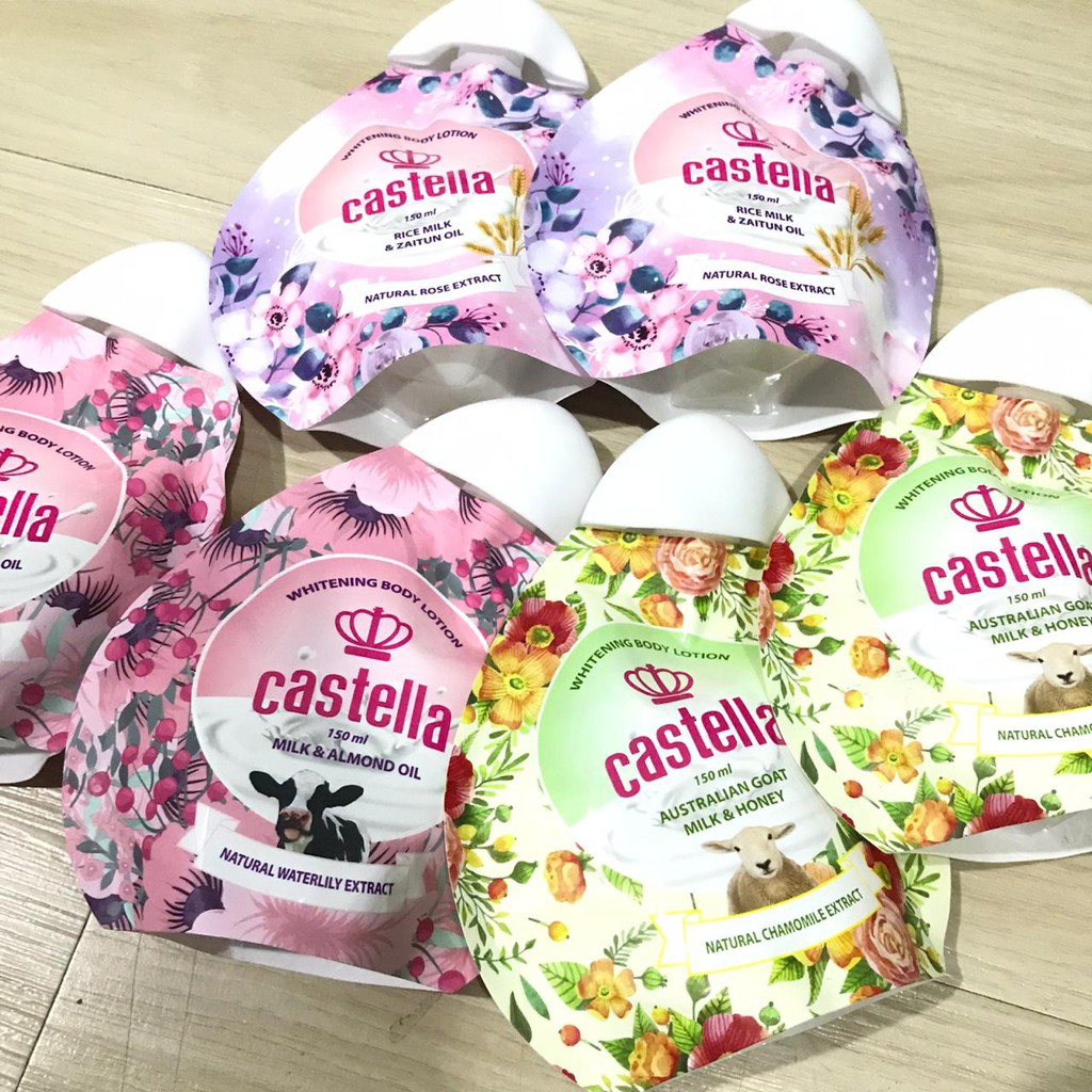 Lotion Castella Beras Ori BPOM Pemutih Kulit Body Lotion Castella Sapi New Packaging Castella Domba Rice Milk Almond Goat Gluta Hya Papaya