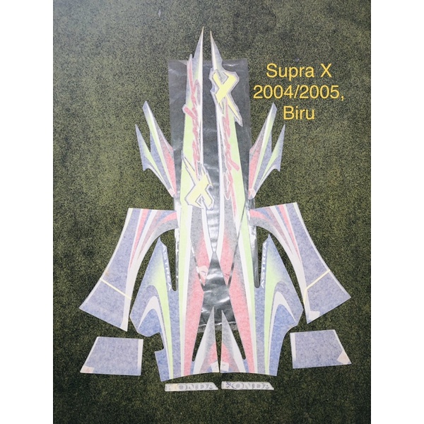nos original striping honda supra x 2004 2005 biru