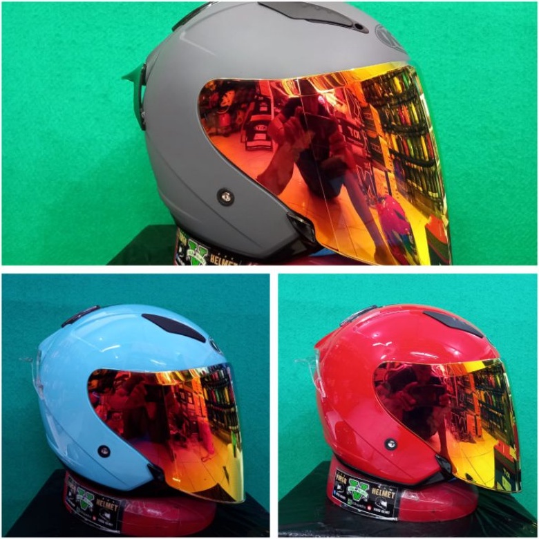 KYT HELM GALAXY SLIDE FLAT R SOLID PAKET GANTENG|FLAT VISOR IRIDIUM