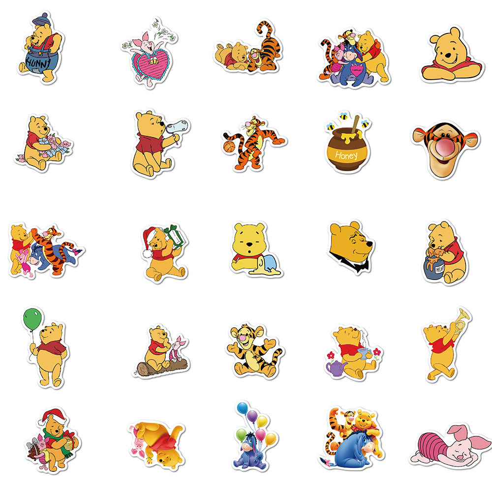 50pcs Stiker Kartun Winnie the Pooh Untuk Dekorasi Koper / laptop