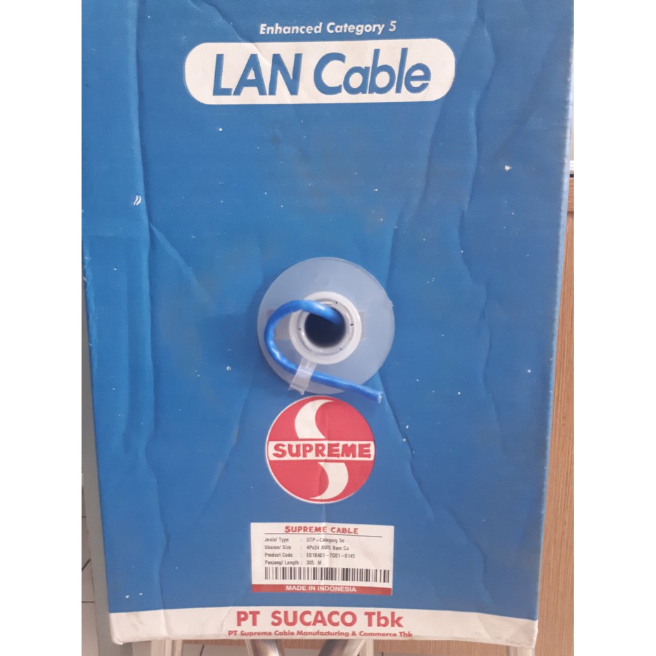 Jual KABEL DATA/JARINGAN/LAN/UTP CAT 5 SUPREME terbaik