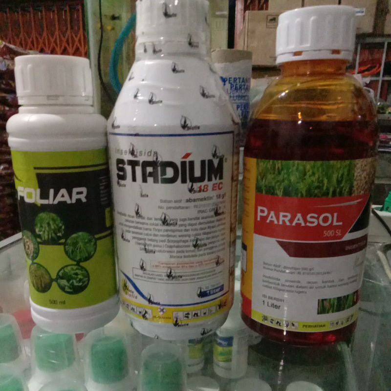 PAKET HEMAT PADI INSEKTISIDA STADIUM KEMASAN 1 LITER INSEKTISIDA PARASOL 1 LITER NUTRISI FOLIAR OPTI 500ML