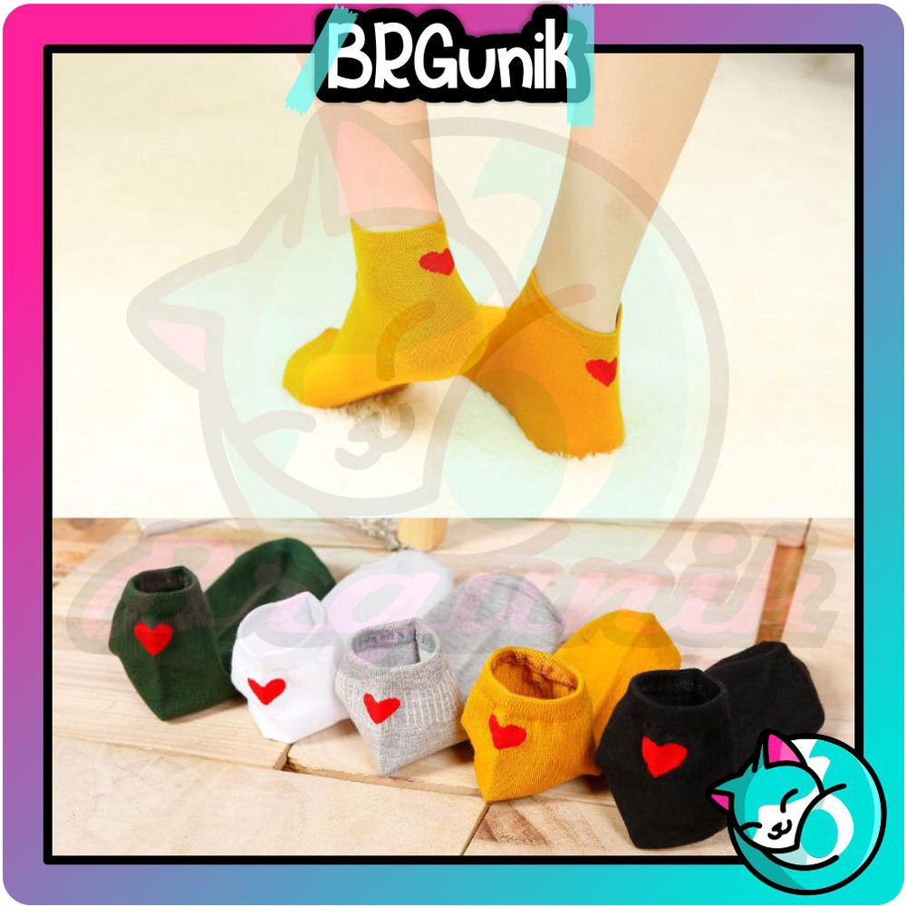 BRGUNIK Kaos Kaki Motif love Kaos Kaki Pendek Lucu Socks Fashion Wanita Korea Import R138 019