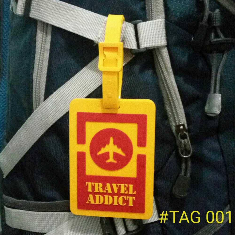 

Dijual Rubber name Tag id card Travel Addict karet kartu nama gantungan koper TAG 001 terbaik