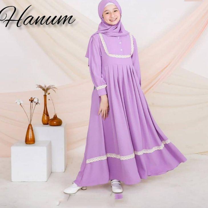 GAMIS ANAK TERBARU USIA 9-10-11-12 TAHUN HANUM SYAR'I KIDS BAHAN SHAKILA APLIKASI RENDA GAMIS ANAK T