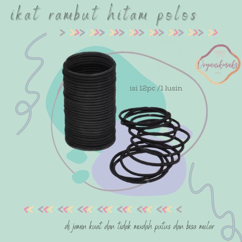 ikat rambut hitam polos Gelang Karet Hitam Solid Special /12pc korea