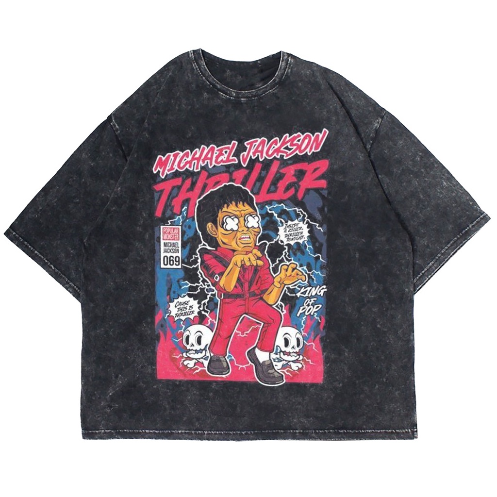 KAOS OVERSIZE MICHAEL JACKSON THRILLER WASHING VINTAGE TEE ( WASHING T-SHIRT )