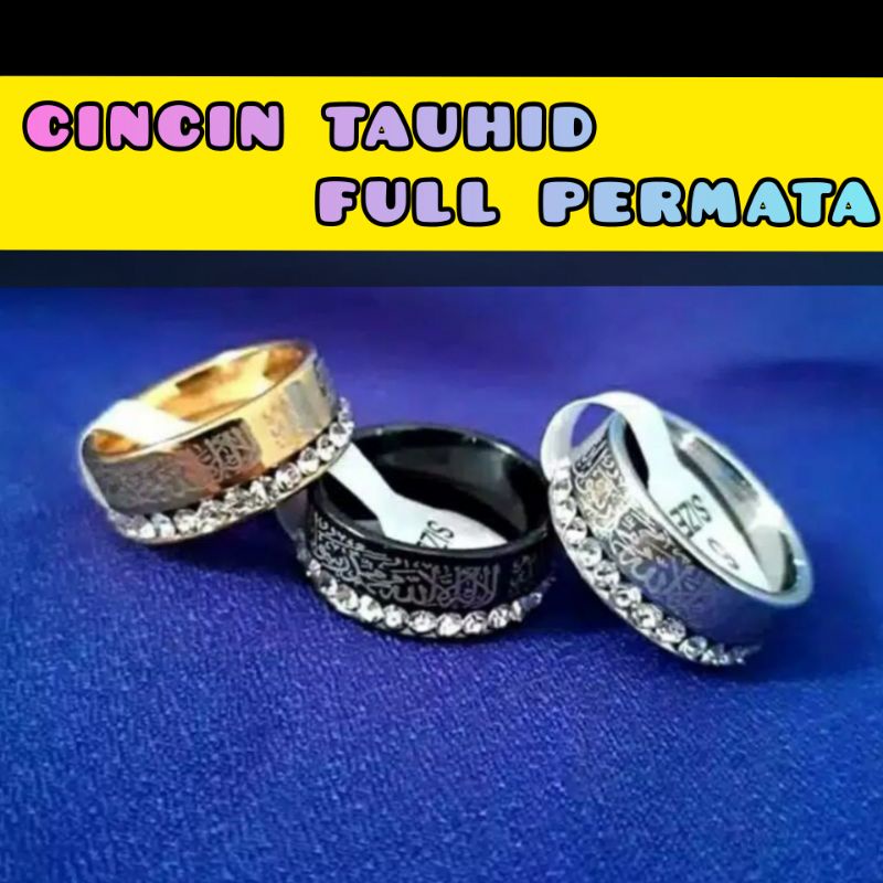 cincin tauhid full permata/cincin kokka/kaukah/cincin wafaq/cincin terompah/stainless