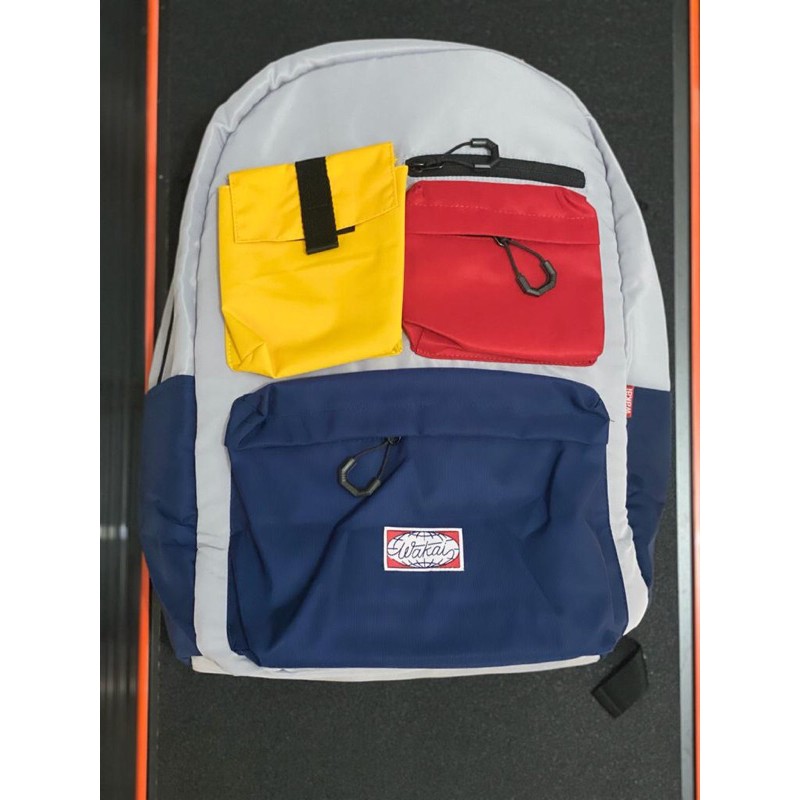 Tas Ransel Wakai Original Besar Abu abu Biru Abuabu Abu-abu UNISEX