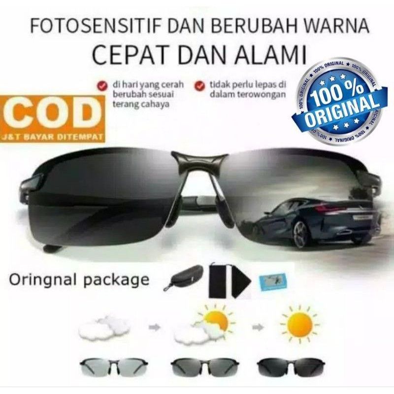 (KM29) Kacamata Photocromic Polarized Kacamata Mengemudi  Berubah Warna Ketika Kena Panas Matahari