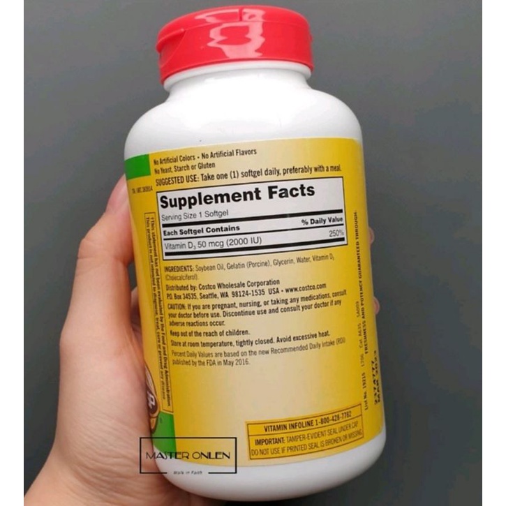 Kirkland D3 2000iu isi 600 Softgel