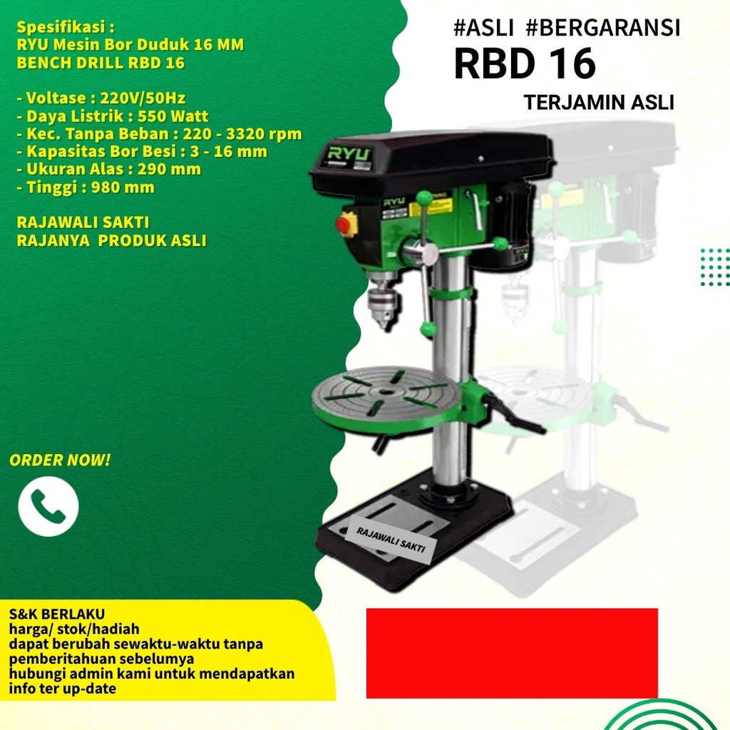 Jual Ryu Bench Drill Mm Mesin Bor Duduk Mm Rbd Ryu Mesin Bur Duduk Mm Rbd