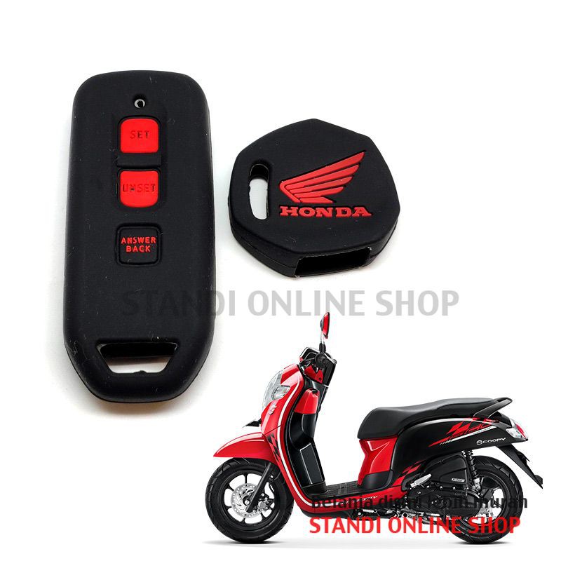 Kondom Kunci Silikon Remote Honda All New Scoopy Komplit Hitam Merah