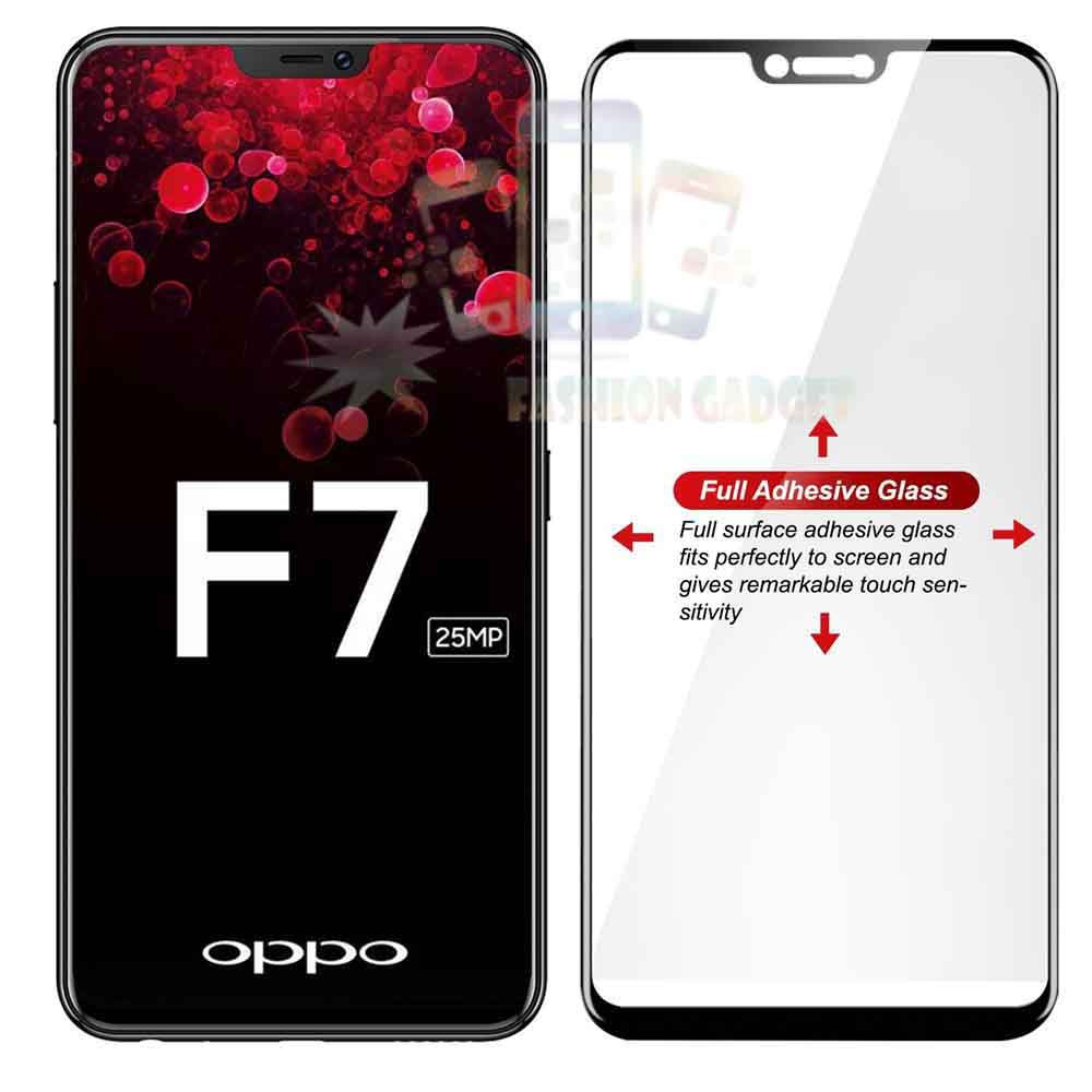 Tempered Glass Oppo F7 2018 Full Colour Bagian Depan Anti Gores Kaca / Screen Protector Pelindung