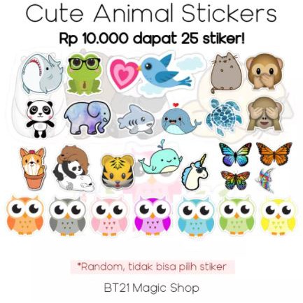 [READY STOCK] Cute Animal Stickers (Stiker Hewan Lucu Cute, Stiker HP, stiker Laptop, Koper)
