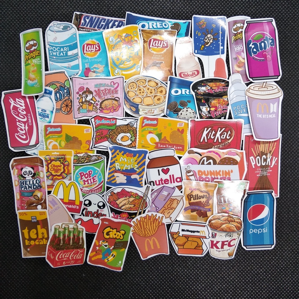 

45 pc STIKER TEMA SNACK (uk S) | STICKER GLOSSY AESTHETIC | STICKER TUMBLR | STIKER HP | STIKER LAPTOP | STIKER LUCU