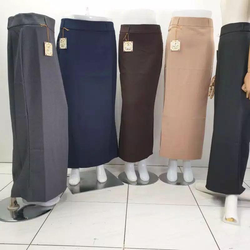 ROK PINK SLIP Rok kerja Wanita Rok panjan Span belakang Standar-Jumbo Kuning PNS