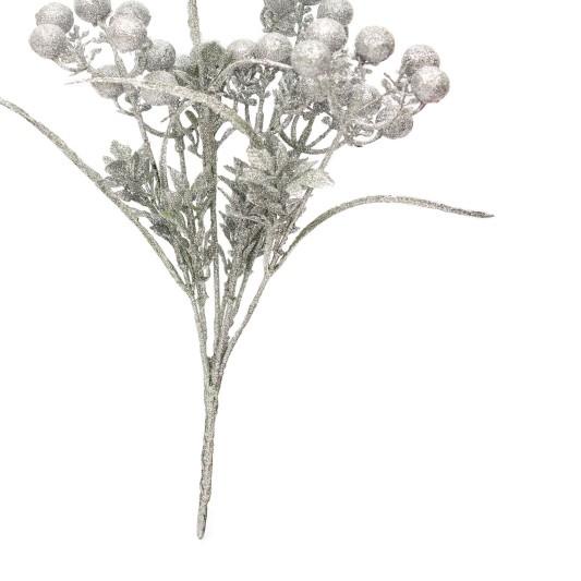 ☈ Hiasan Bunga Pohon Natal / Glitter Berries Besar/Hiasan Natal - Ungu ●