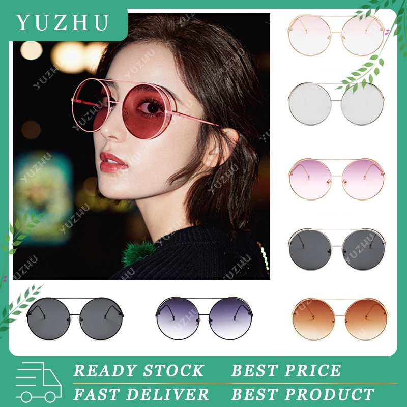 (YUZHU) Ready Stock Kacamata Hitam Wanita Kacamata Retro Kacamata Bundar Hitam Kacamata Hitam Anti UV