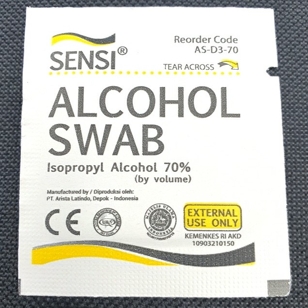 alcohol swab sensi satuan eceran 70% pembersih prosesor luka dll