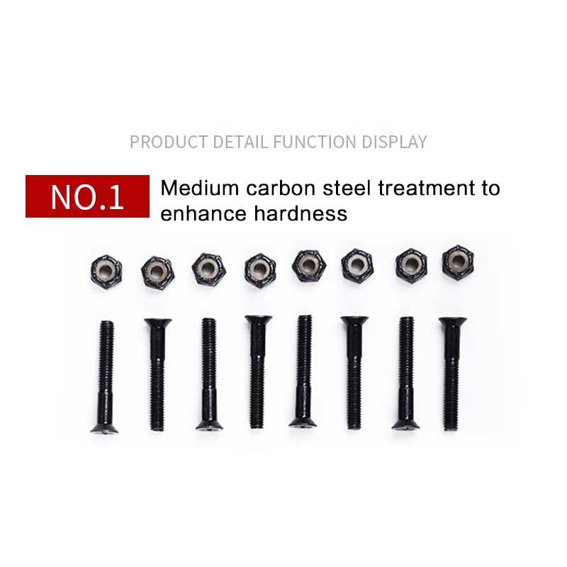 ★M5-25/28/30mm★8set Hardware Sekrup / Baut Skateboard Carbon Steel Nuts Bolts Skateboard