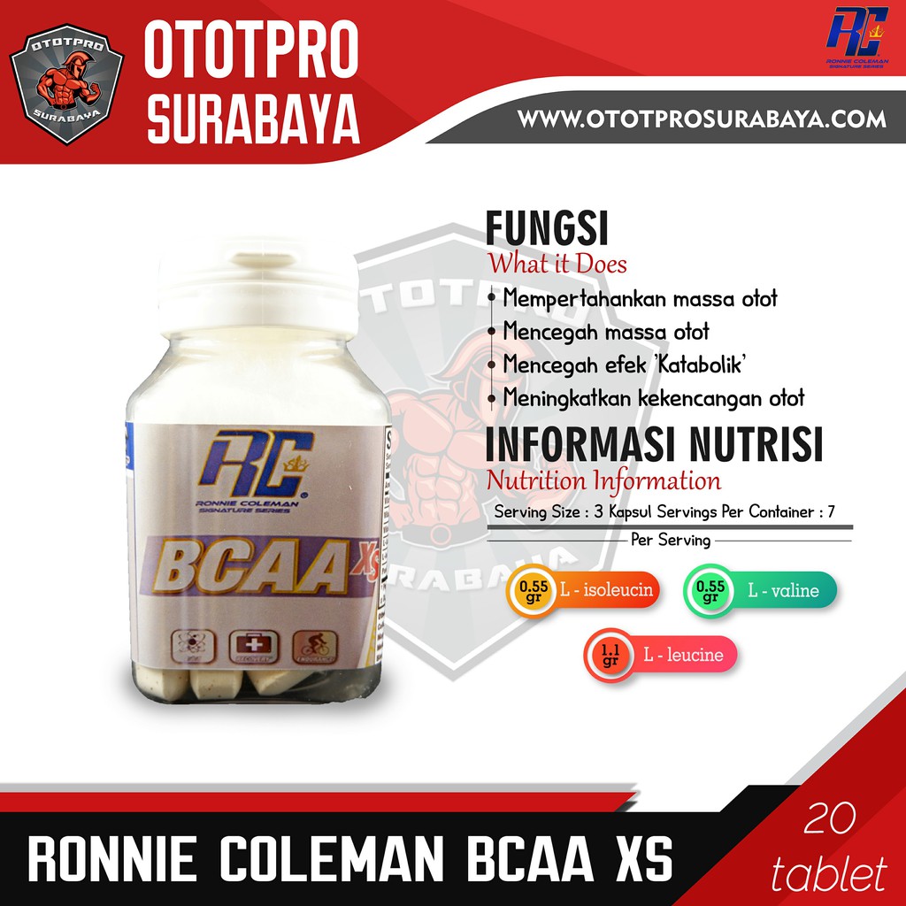 Ronnie Coleman BCAA-XS 20 Tablet /Eceran/BCAA XS/RCSS/Amino/Suplemen