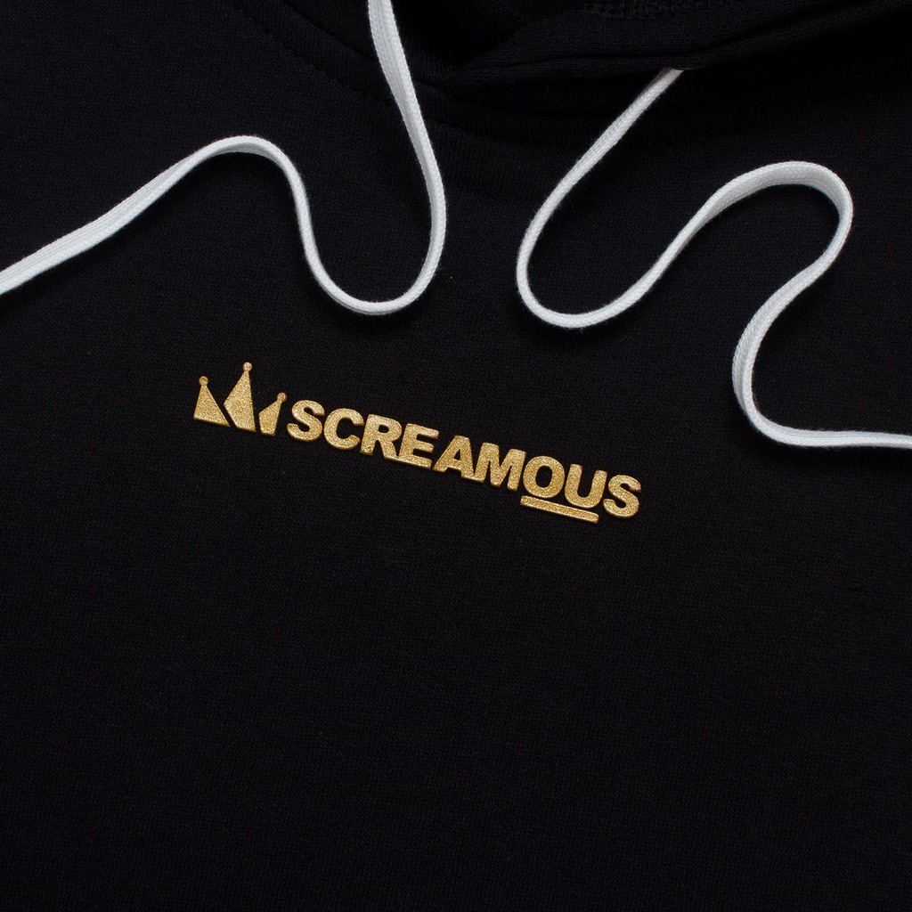 HOODIE SCREAMOUS SIGNATURE LEGEND TINY GOLD ON BLACK