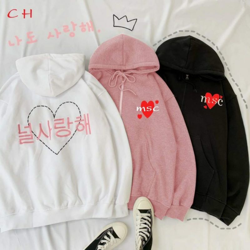 S - XXXXXL(6XL) Zip Hoodie Saranghae Love Heart MSC (SABLON) Jaket Jumper Hangeul Hangul Wanita Pria Jumbo BIGSIZE Oversize Korean Harajuku Fashion 5XL 4XL 3XL 2XL XL L M Jaketin aja