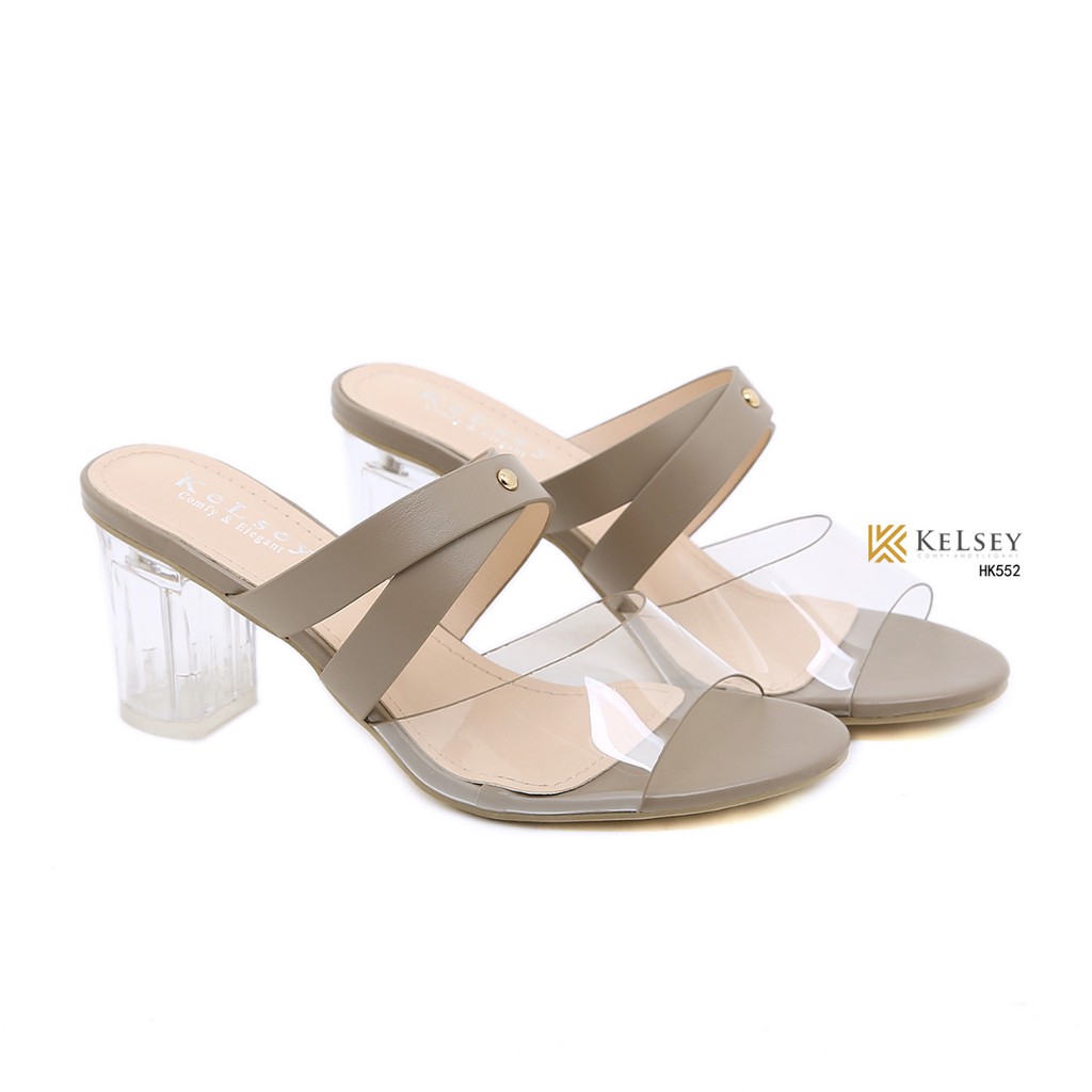 (promo 10rb) Kelsey Sandals Hak Kaca 8cm Wanita / Sandal Heels Wanita HK552