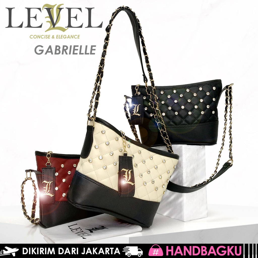 HANDBAGKU TAS LEVEL GABRIELLE STUD DIAMOND FASHION IMPORT