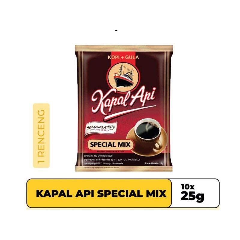 

Kopi Kapal Api Spesial Mix Renceng 25 gram (1 renceng isi 10 pcs)