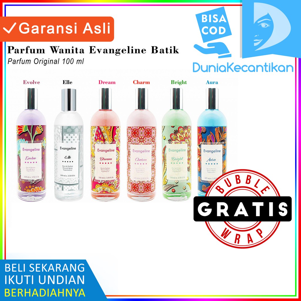 DKMALL - Evangeline Batik Series 100ml | Parfume Wanita Original Evangeline Batik Aura Bright Charm Dream Elle Evolve Perfume Evangelin Cewek