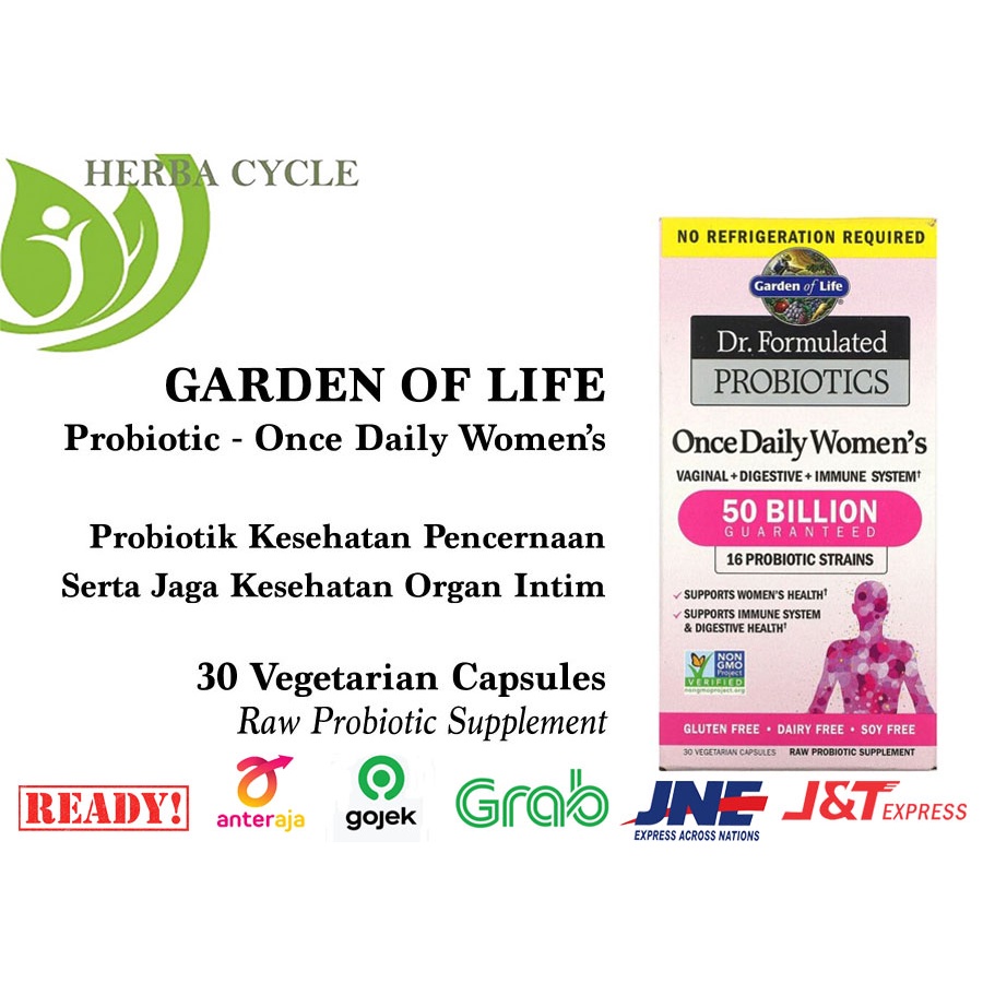 Garden of Life Probiotic Once Daily Womens 30 Vcap Pencernaan Imun Probiotik Wanita Probiotic Women