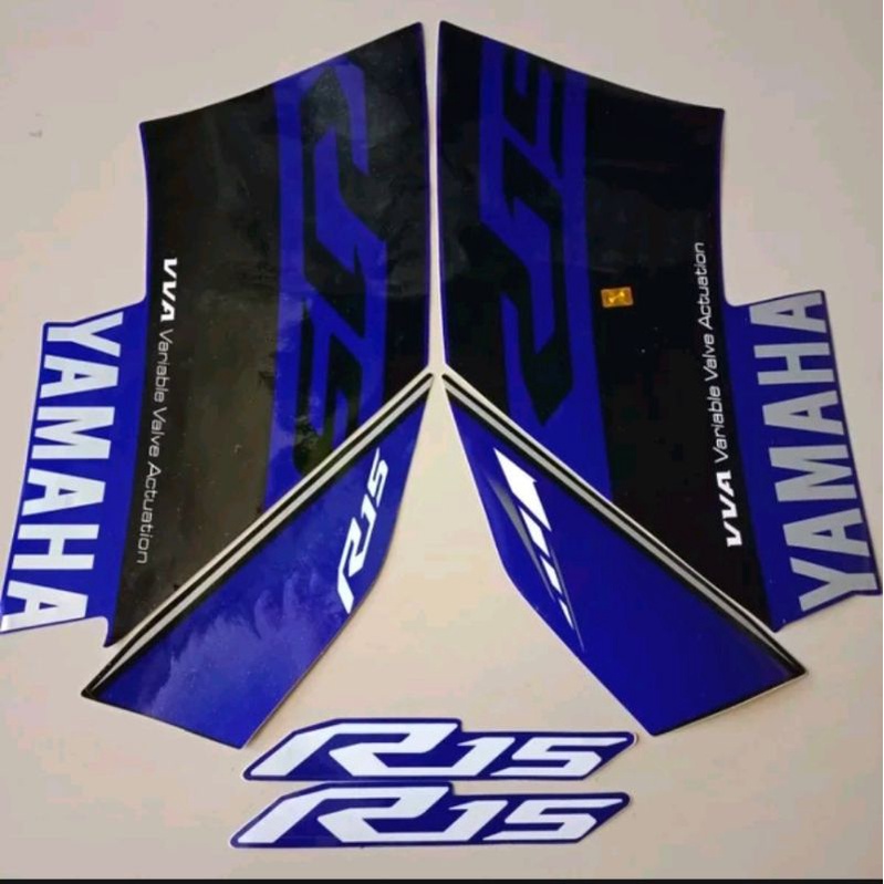 striping Yamaha r 15 v3 2018 hitam biru Lis body standar