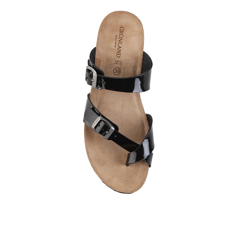 SANDAL JEPIT KULIT GRUNLAND WANITA ORIGINAL FLAT CASUAL HITAM GRW01