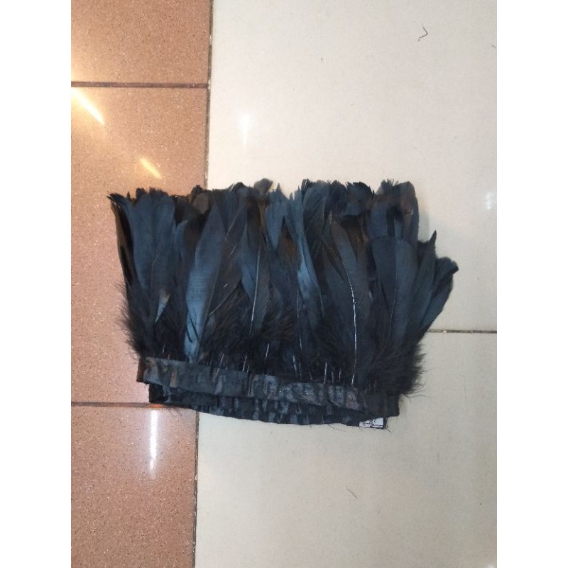 Bulu Ayam Renda/180cm Hitam-Bulu Dekor-Bulu Bahan Dasar