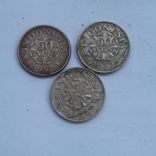 Uang koin kuno 50 sen dipa negara 1952 1955