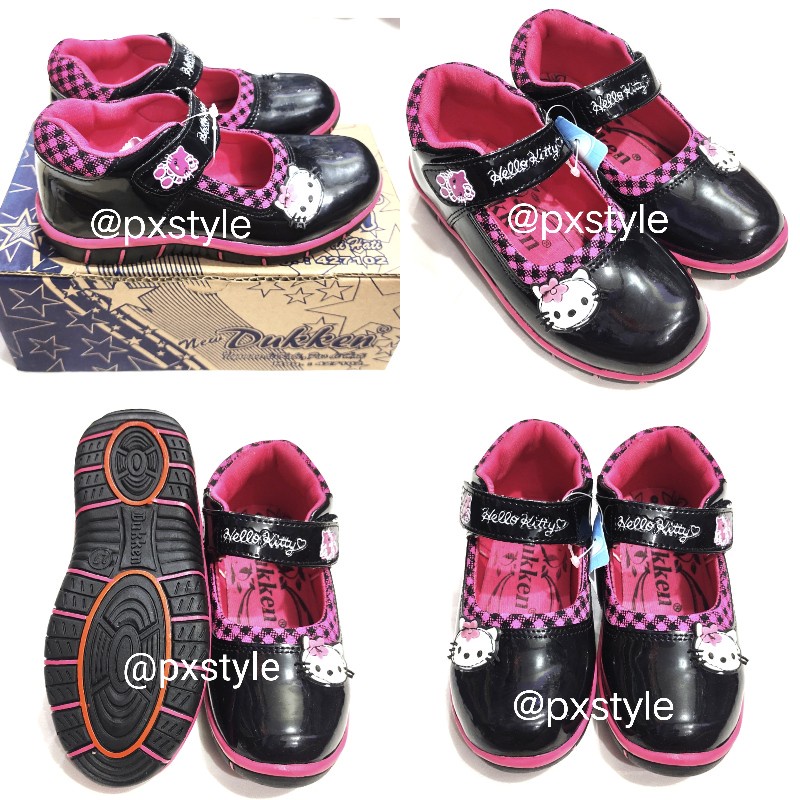 Sepatu Anak Perempuan Hello Kitty Duken/Sepatu Sekolah Hitam Anak Cewe Hello Kitty/Sepatu Hello Kitty