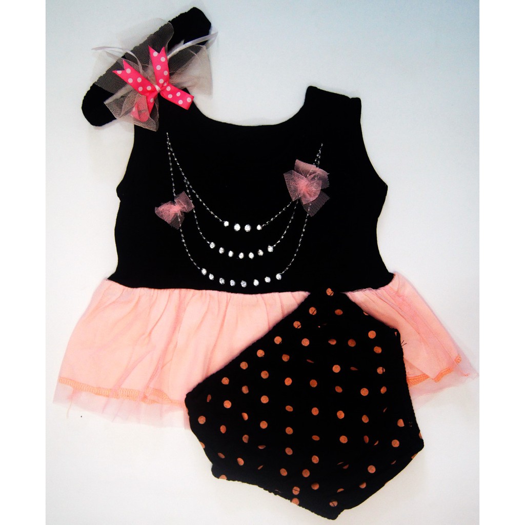 Baju Bayi Perempuan Dress Bayi 0 6 Bulan Setelan Balet Orange