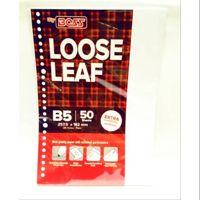 

loose leaf B5 26ring kertas polos isi 50 lembar