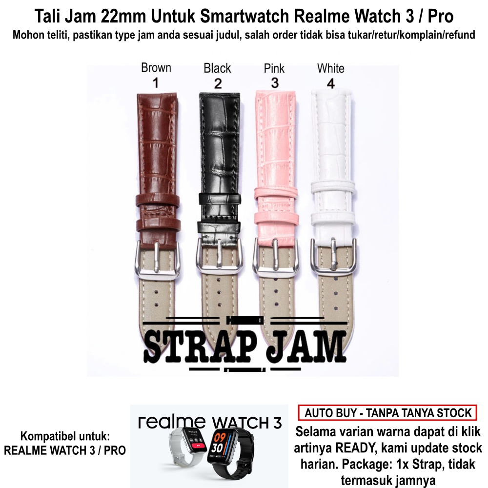 Tali Jam Realme Watch 3 / Pro 2022 - Strap 22mm Leather Kulit Teksture Crocodile