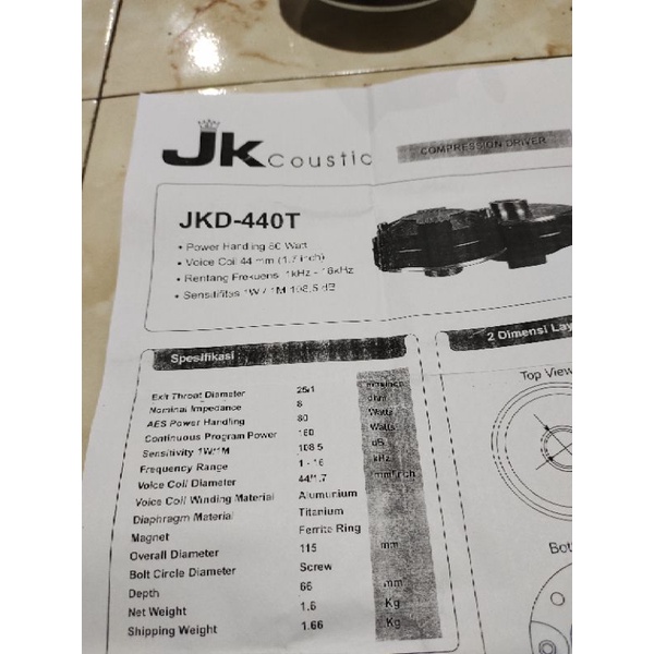 tweter JK coustic JKD440T