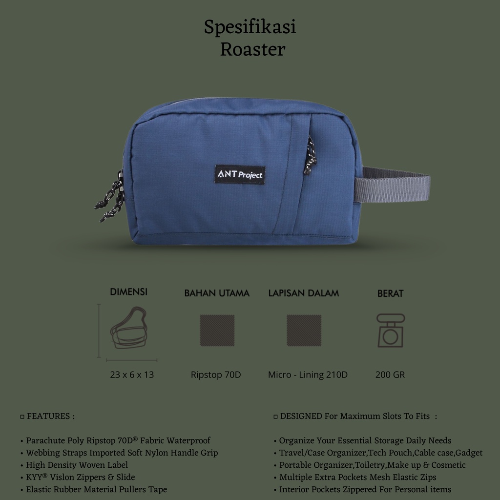 ANT PROJECT - Pouch Roaster - Doppkit - Navy Blue - Clucth Storage Bag