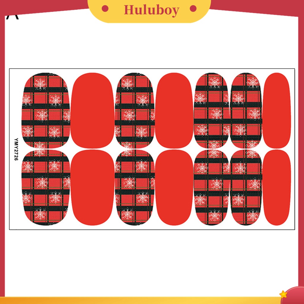 Huluboy Huluboy♡ Stiker Kuku Motif Kotak-Kotak Warna-Warni Untuk Dekorasi Natal